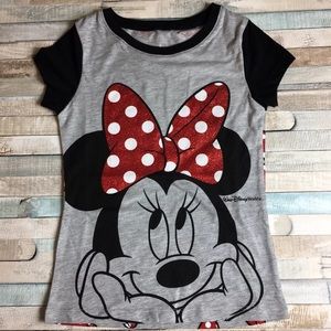 🔥NWOT Disney Parks Minnie Mouse Shirt Glitter Bow
